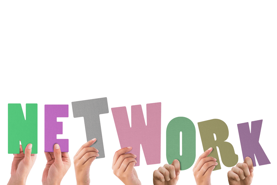 Transparent Hands Holding Letters To Form 'Network'