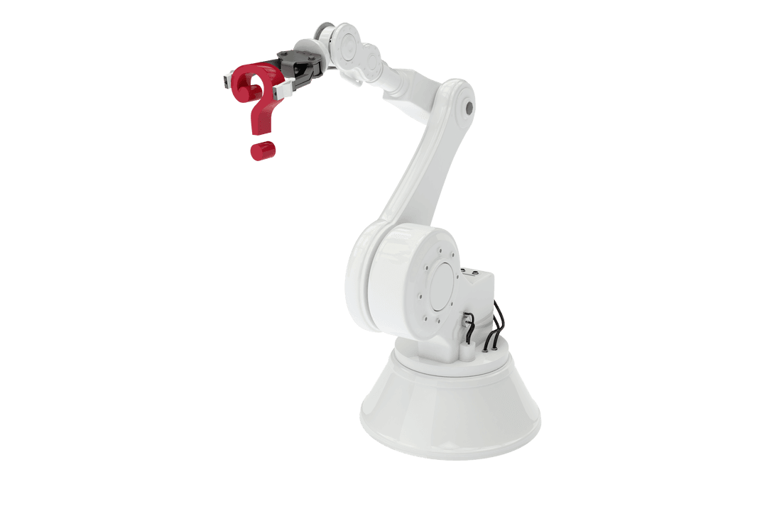 Transparent Robotic Arm with Question Mark Illustration