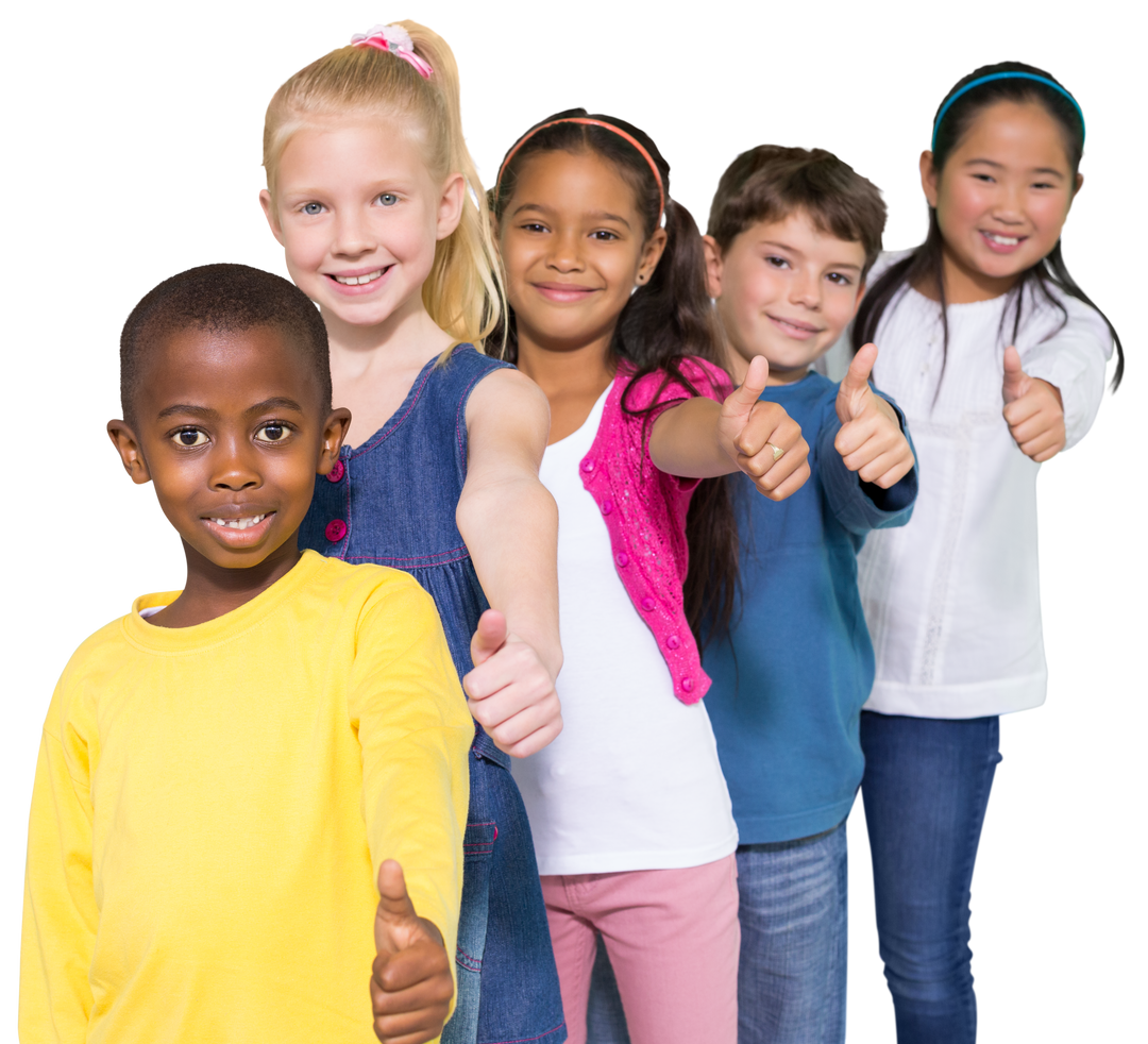 Happy diverse children showing thumbs up, transparent background - Download Free Stock Images Pikwizard.com