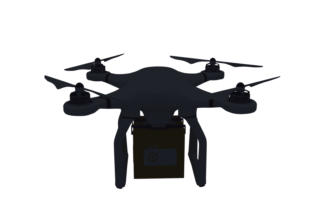 Cardboard Box Delivery by Drone on Transparent Background