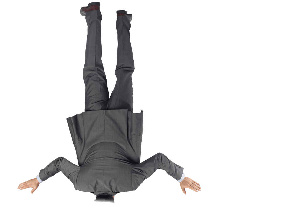 Upside Down Businessman Floating in Transparency