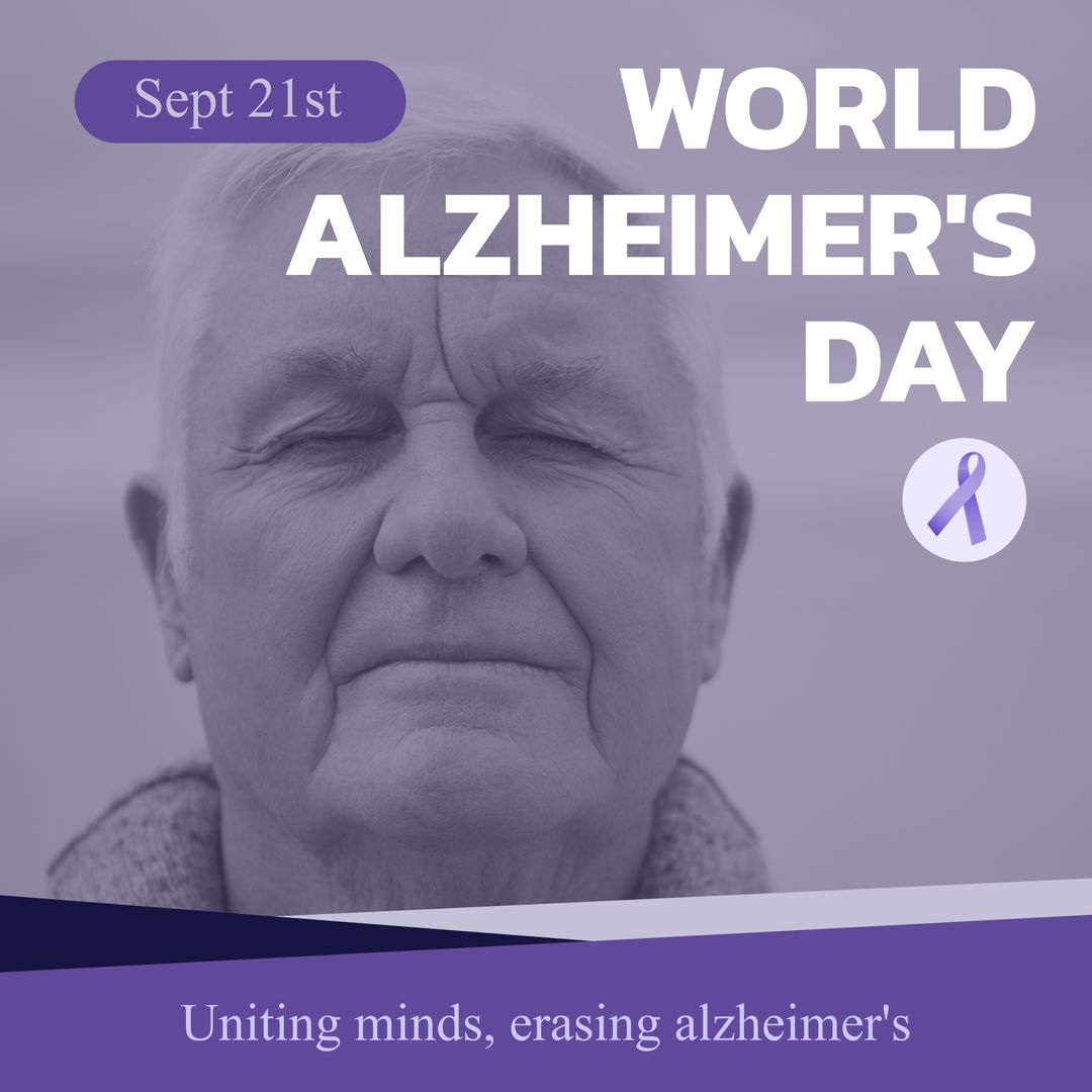 Elderly Man with Eyes Closed Observing World Alzheimer's Day - Download Free Stock Templates Pikwizard.com