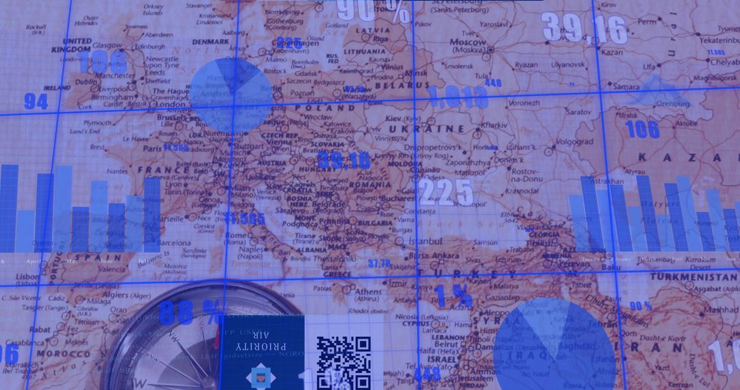 Global Finance Concepts Overlayed on European Map