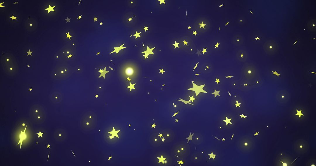 Golden Stars Floating on Deep Blue Background