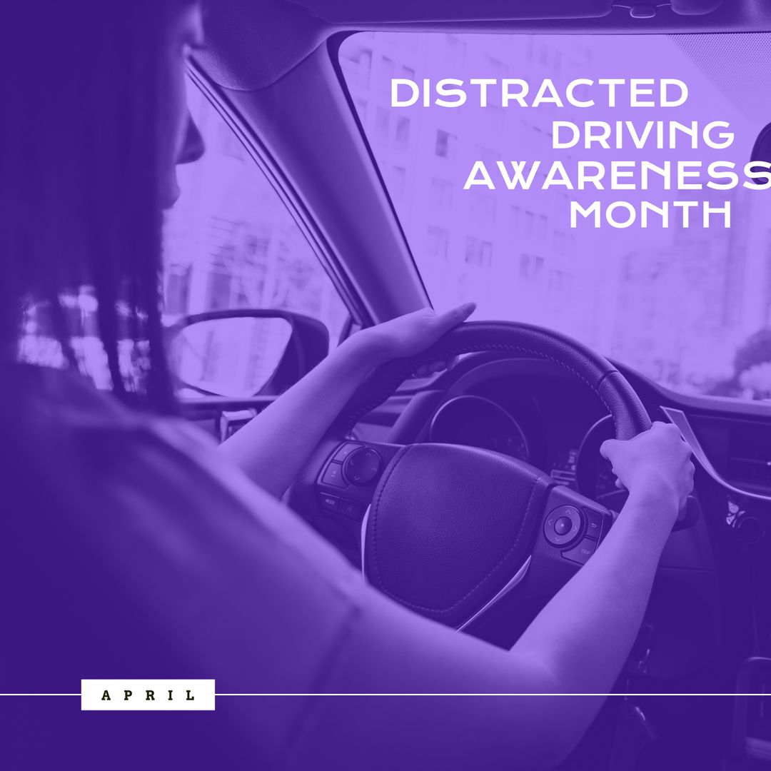 Distracted Driving Awareness Campaign with Calm Female Driver, Gradient Filter - Download Free Stock Templates Pikwizard.com