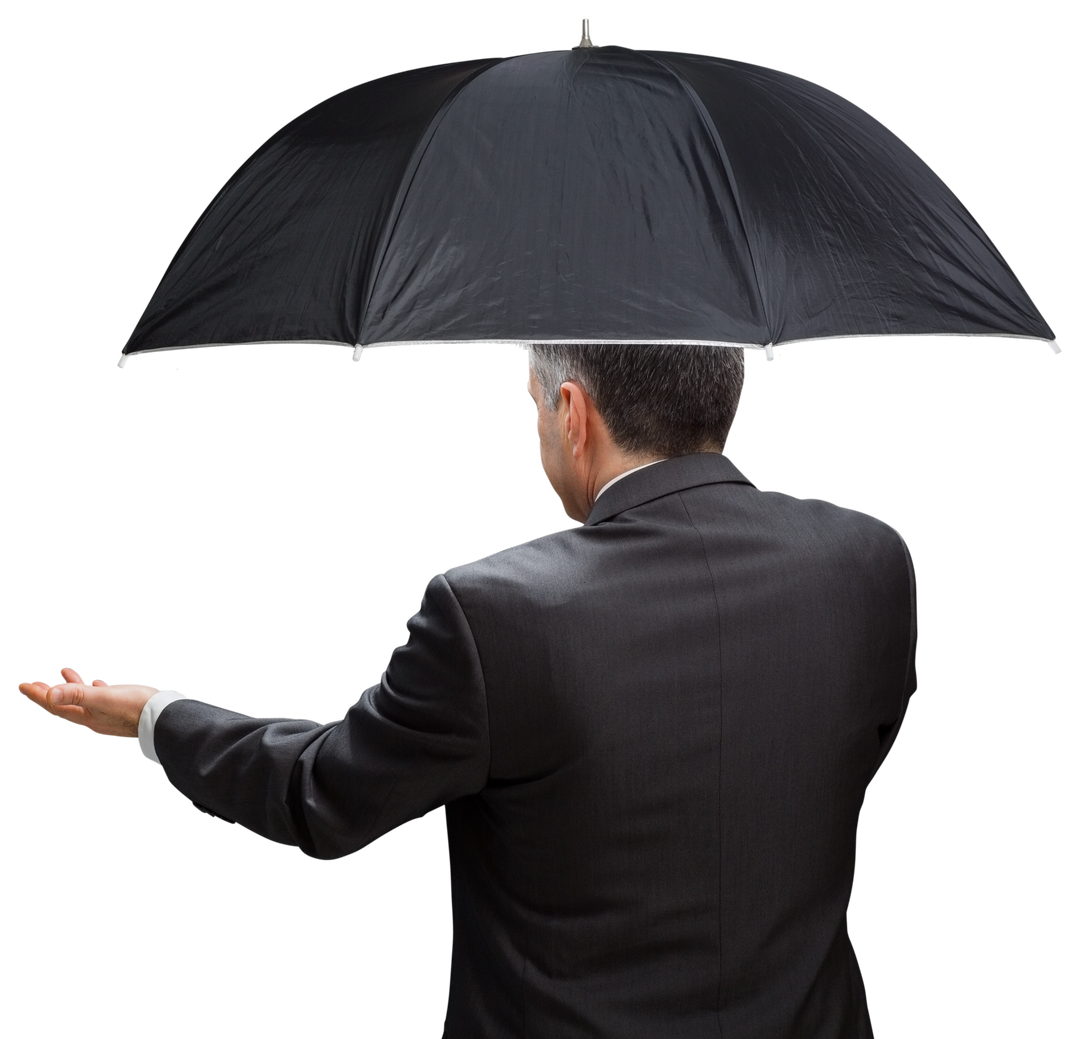 Mature Businessman Holding Transparent Umbrella from Back View - Download Free Stock Images Pikwizard.com