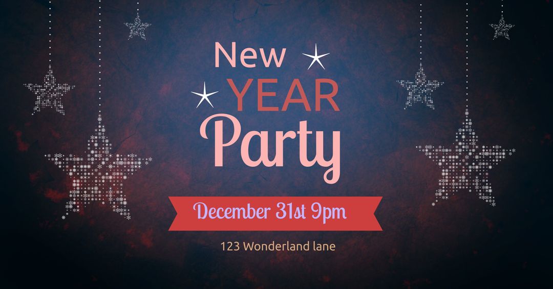 Festive New Year's Eve Party Invitation with Sparkling Stars