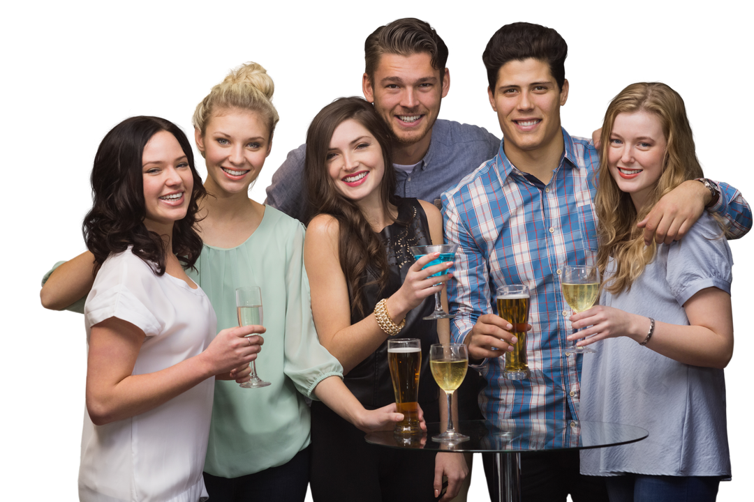 Happy Diverse Friends Celebrating with Drinks on Transparent Background - Download Free Stock Images Pikwizard.com