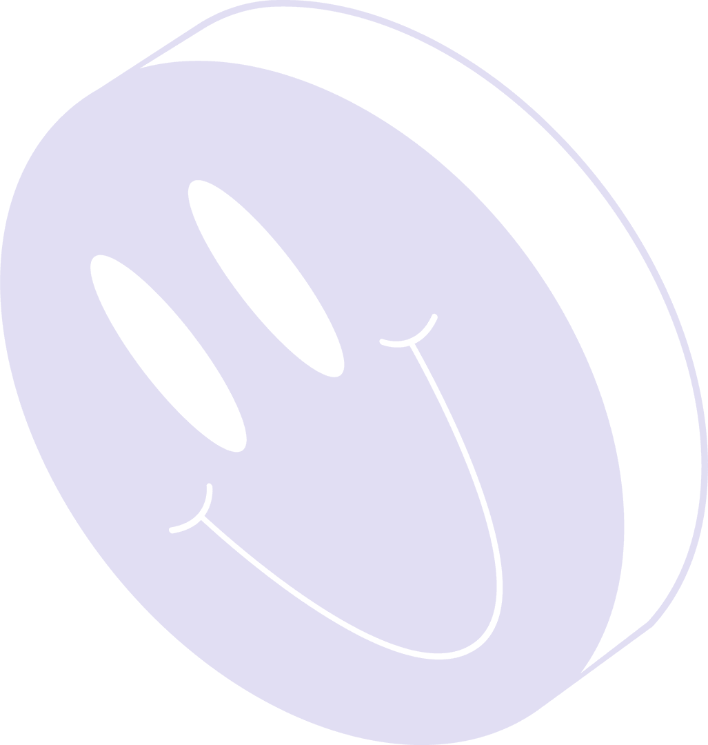 3D Pastel Purple Smiley Face Floating on Transparent Background