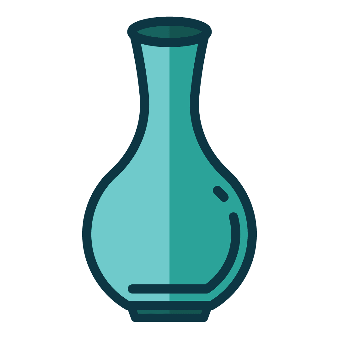 Minimalist Blue Vase Illustration on Transparent Background