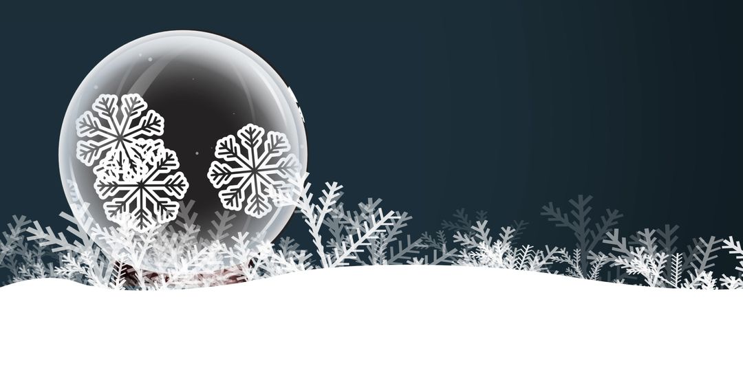 Christmas Snow Globe with Snowflakes in Winter Scene