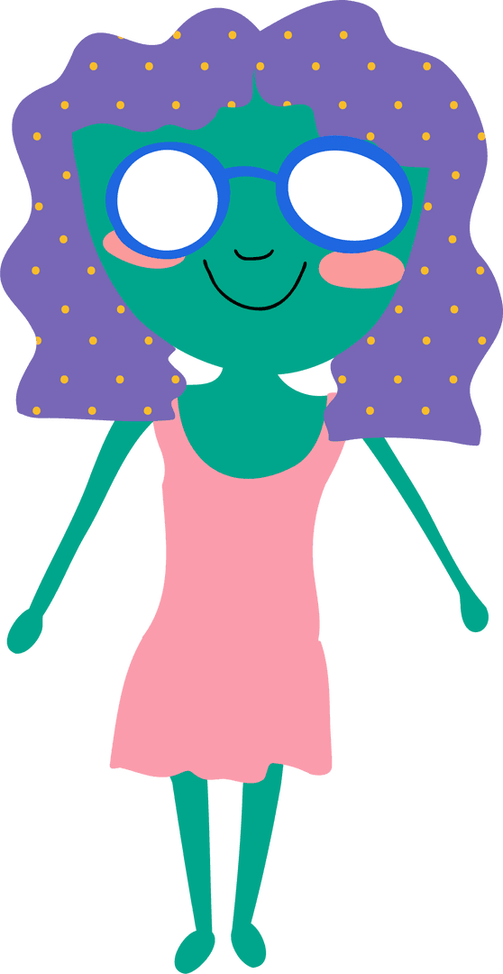 Whimsical Flat Design Character on Transparent Background