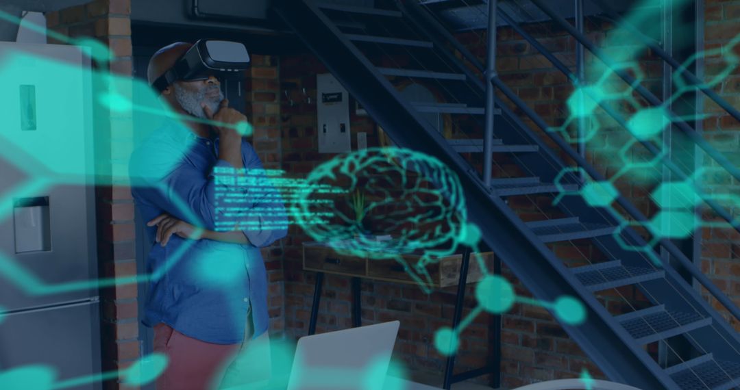 Innovative Technology: Man Explores Artificial Intelligence with VR