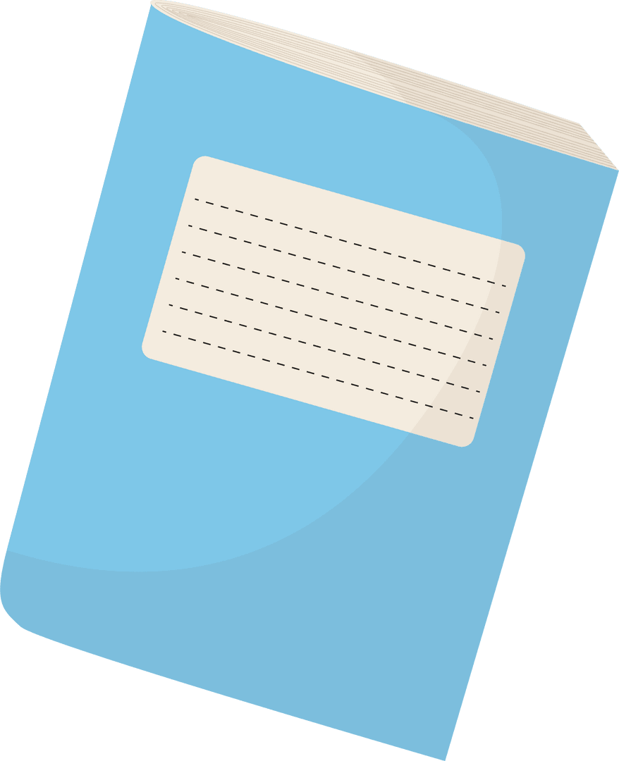 Minimalist Blue Notebook With Cream Label Transparent Background