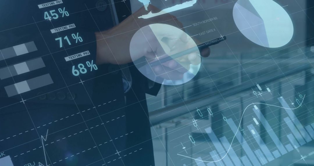 Businessman's Hands Analyse Financial Data with Smartphone