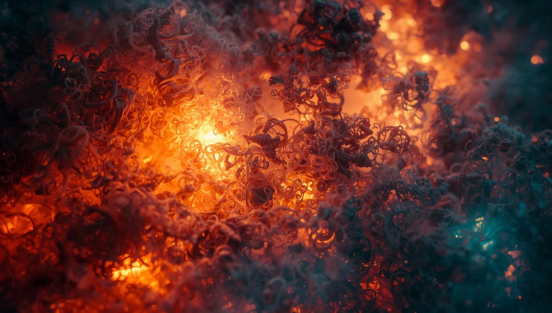Glow of Curly Filaments Emit Vivid Orange Light Macro View
