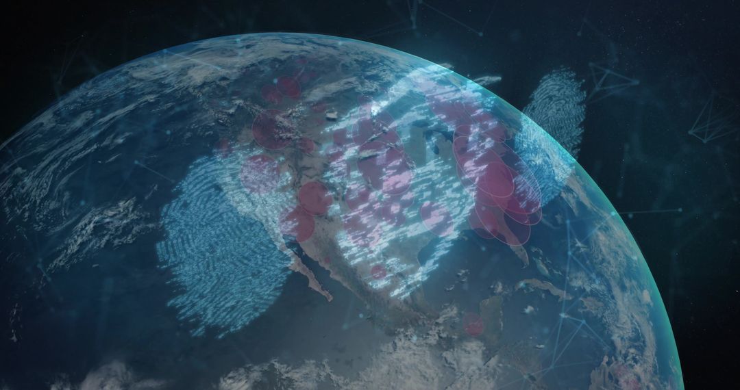 Futuristic Earth with Fingerprint and Digital Network Overlay