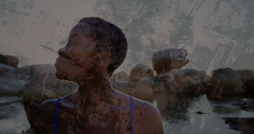 Serene Contemplation in Rocky Coastal Cove