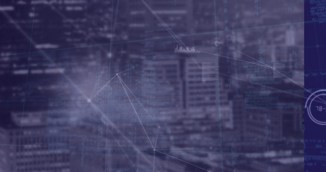 Futuristic Digital Cityscape with Data Overlays