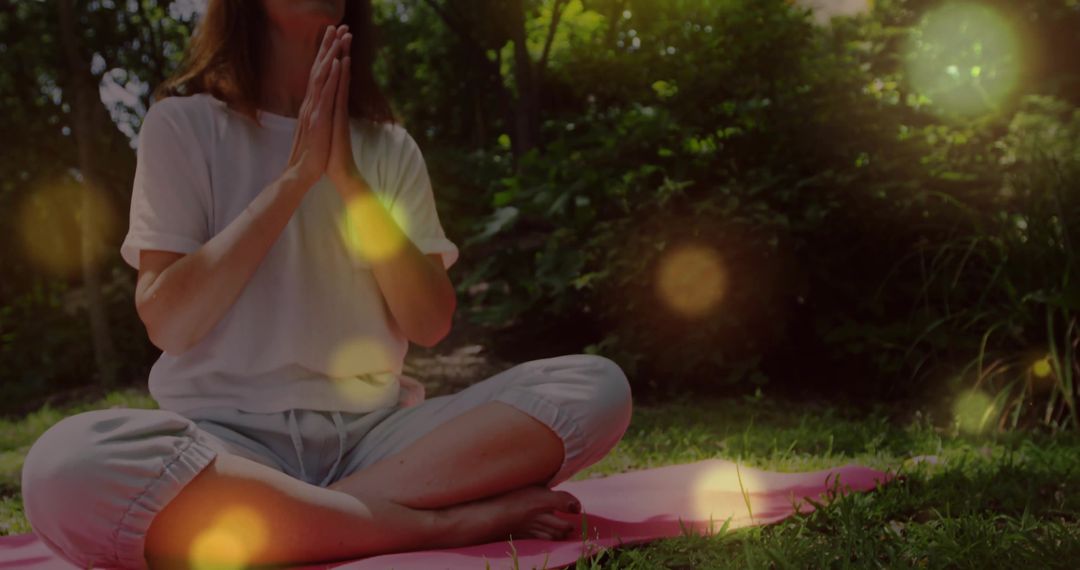 Serenity in Back Yard Meditation with Yoga Mat and Nature