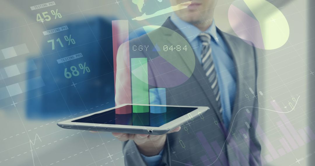 Businessman Analyzing Financial Data via Digital Tablet
