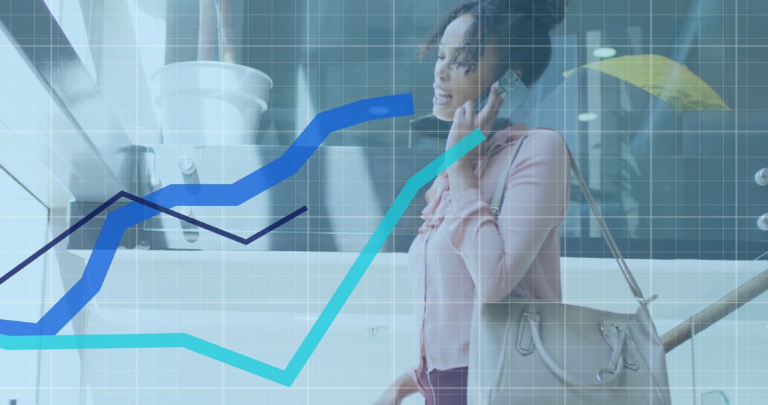 Businesswoman Analyzing Data Trends while Using Smartphone