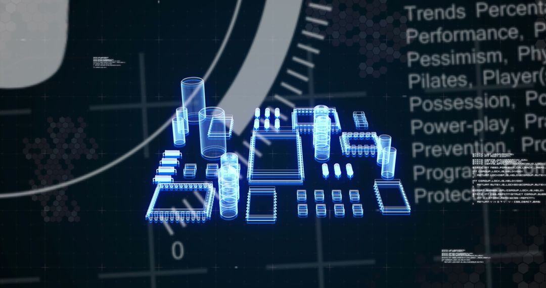 Holographic Circuit Board with Futuristic Digital Interface