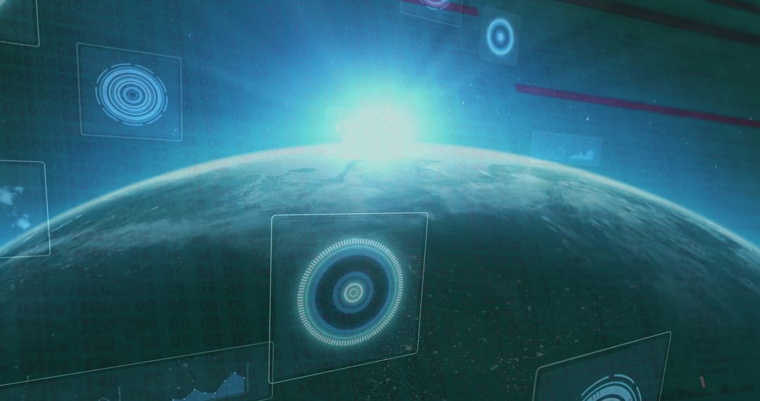 Digital Data Processing Overlay on Earth