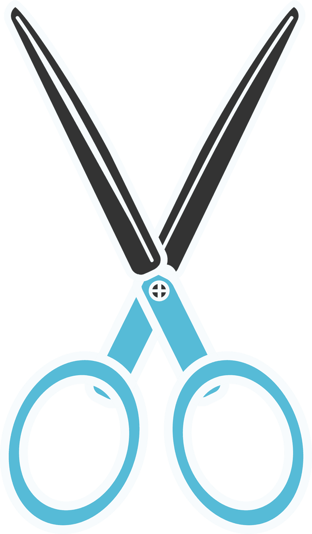 Stylish Blue Scissors on Transparent Background