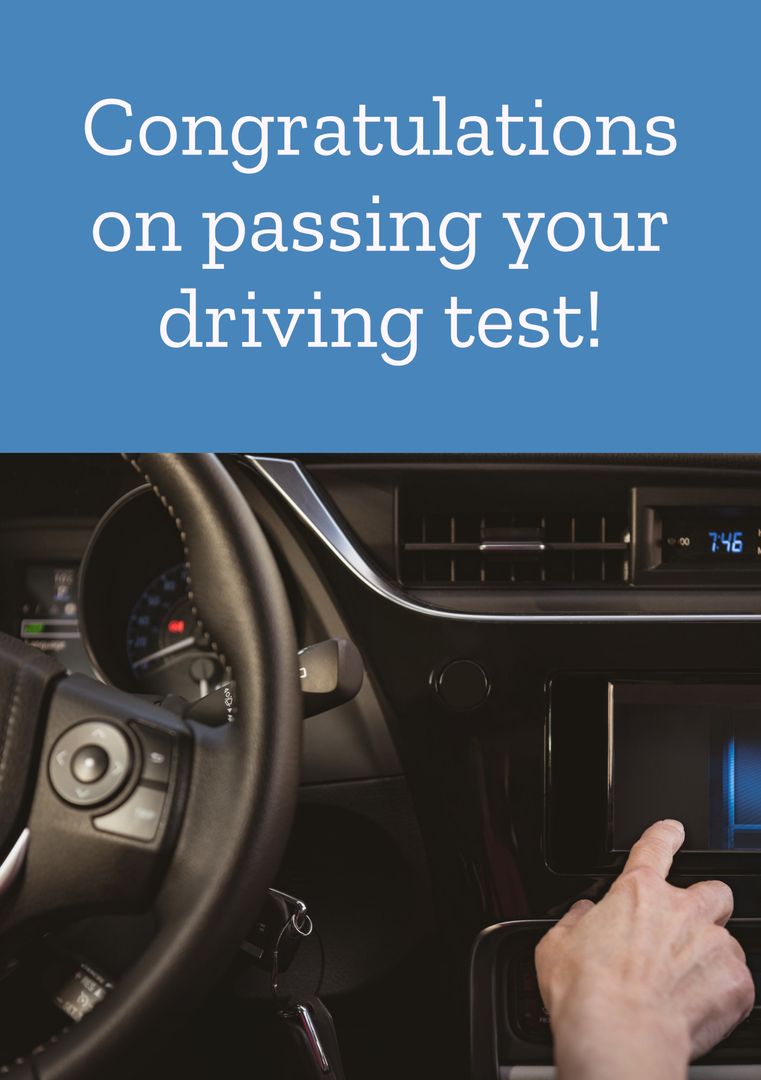 Congratulations on passing your driving test message - Download Free Stock Templates Pikwizard.com