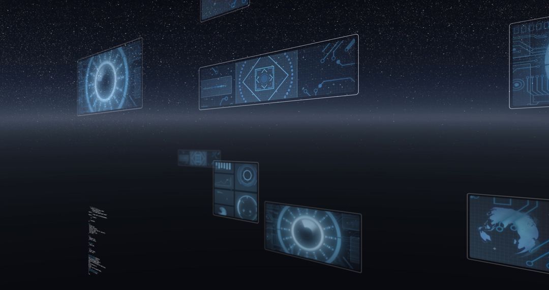 Futuristic Digital Interface with Data Analytics Screens