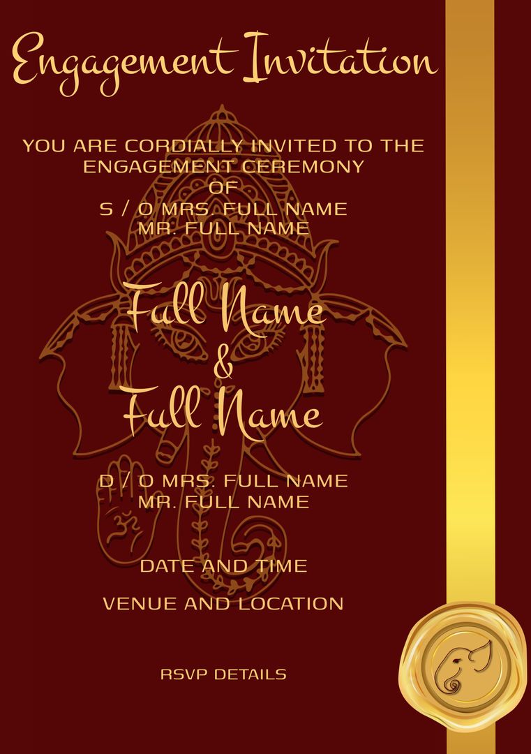 Traditional Indian Engagement Invitation Design with Red Background - Download Free Stock Templates Pikwizard.com