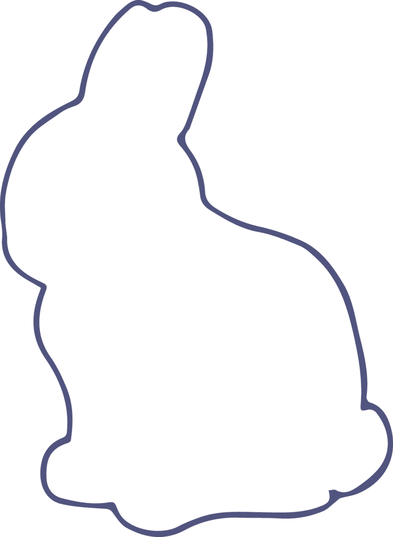 Blue Rabbit Outline on Transparent Background