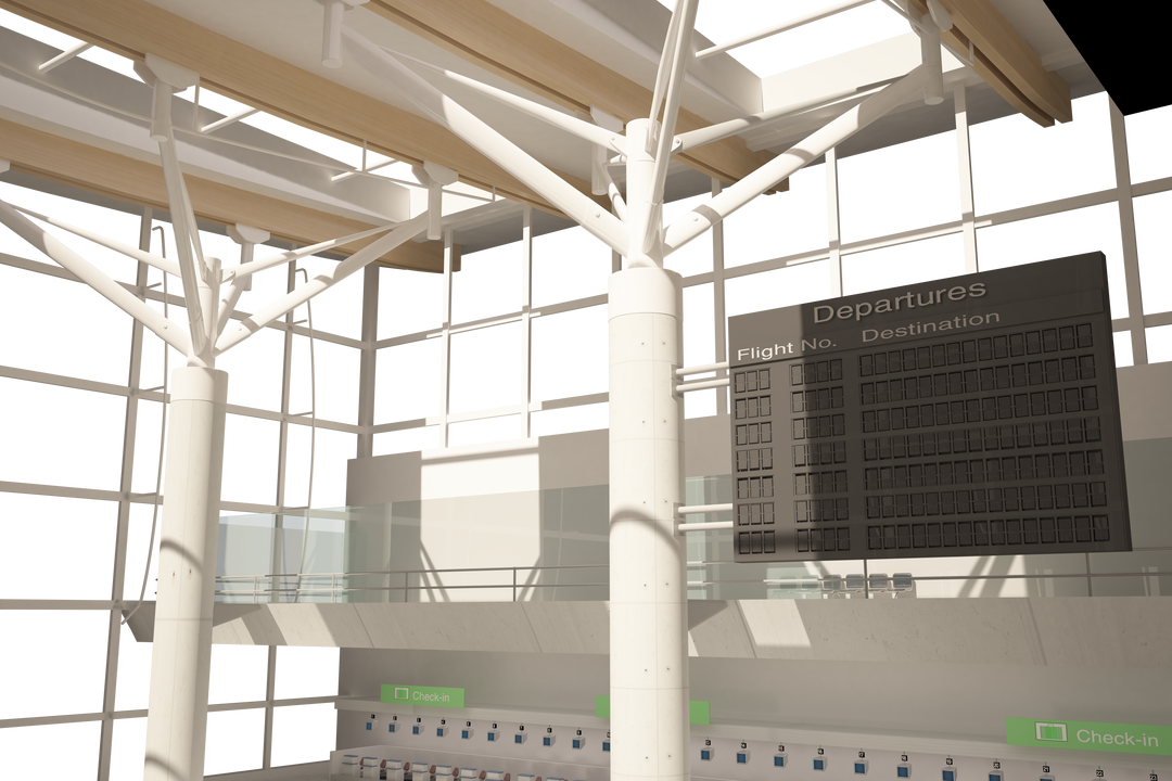 Transparent airport interior illustration with modern architecture - Download Free Stock Images Pikwizard.com