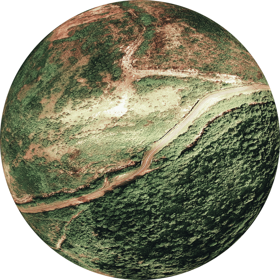 Transparent Sphere Showing Lush Landscape Illustration