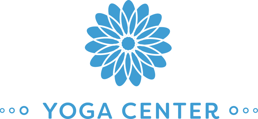 Blue Flower Design with Yoga Center Text on Transparent Background
