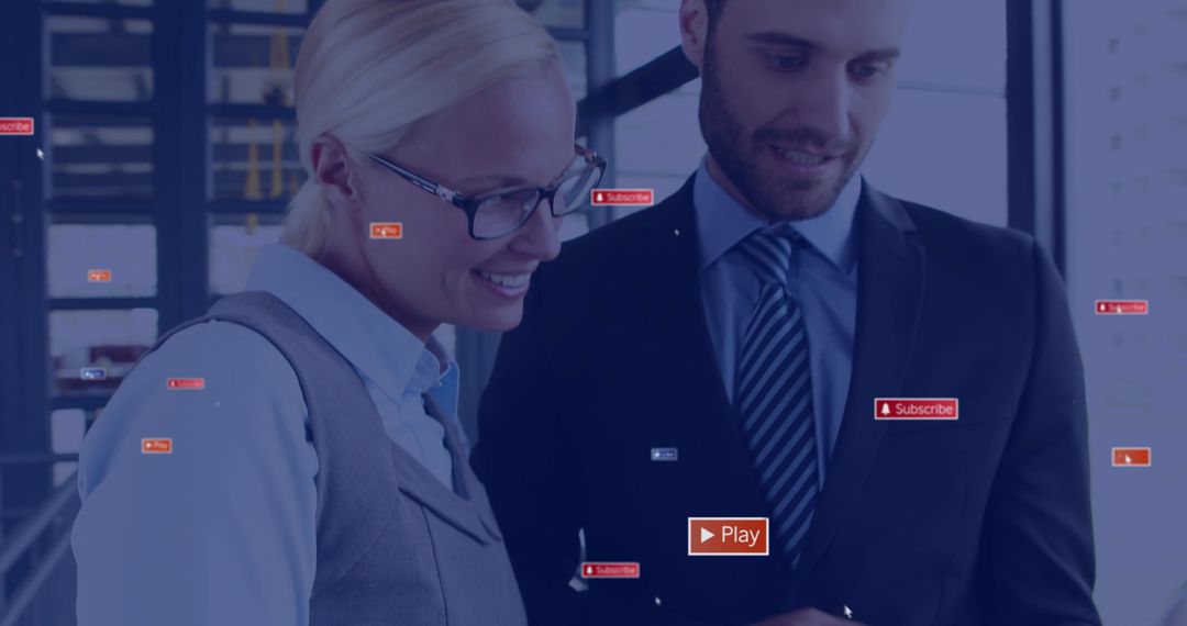 Business Professionals Analyzing Digital Data with Modern Interface