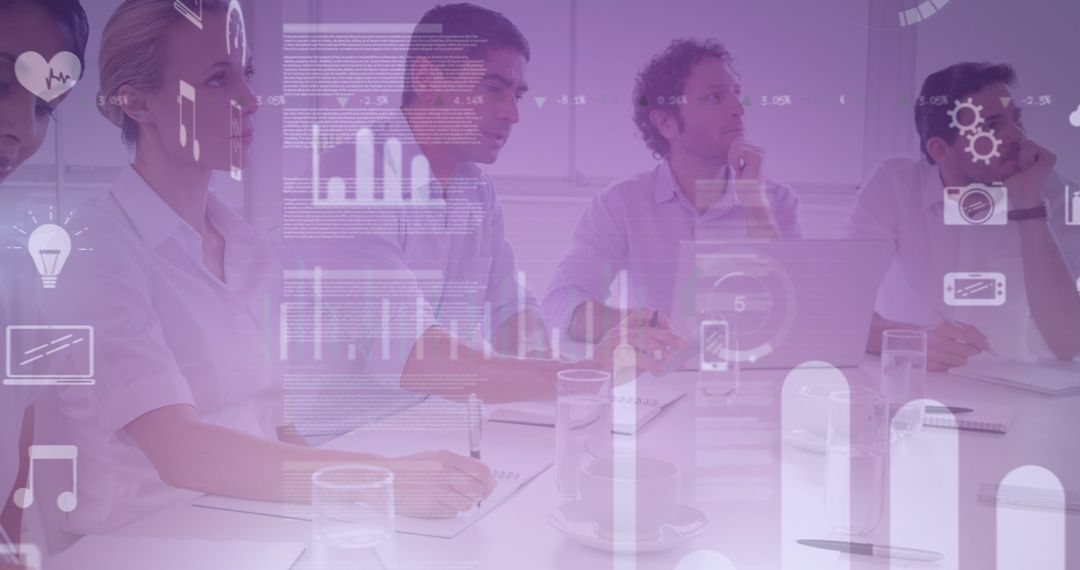 Business Team in Conference Analyzing Digital Technology Interfaces