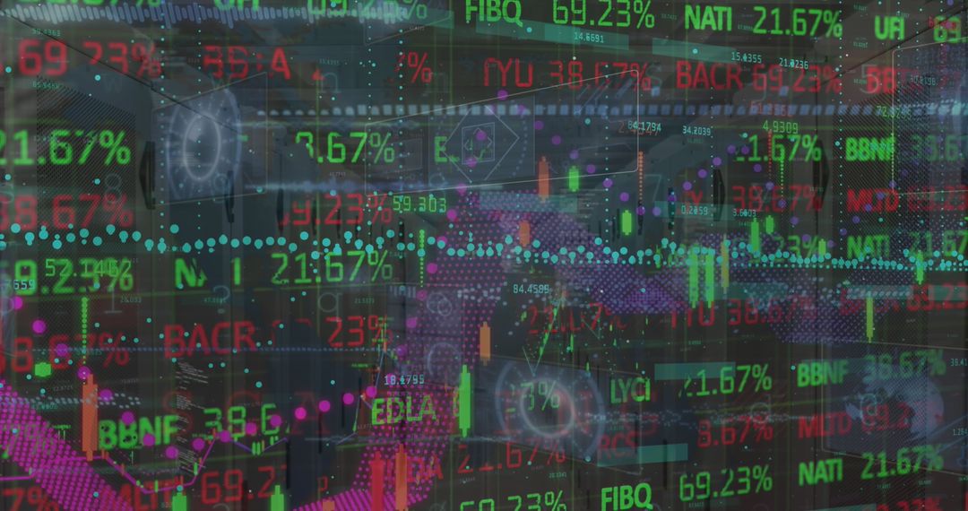 Financial Traders Examining Market Data with Digital Overlay