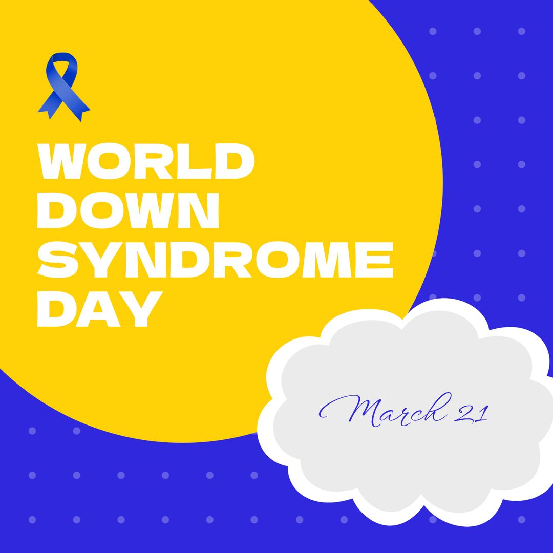 World Down Syndrome Day Awareness Concept with Blue Ribbon