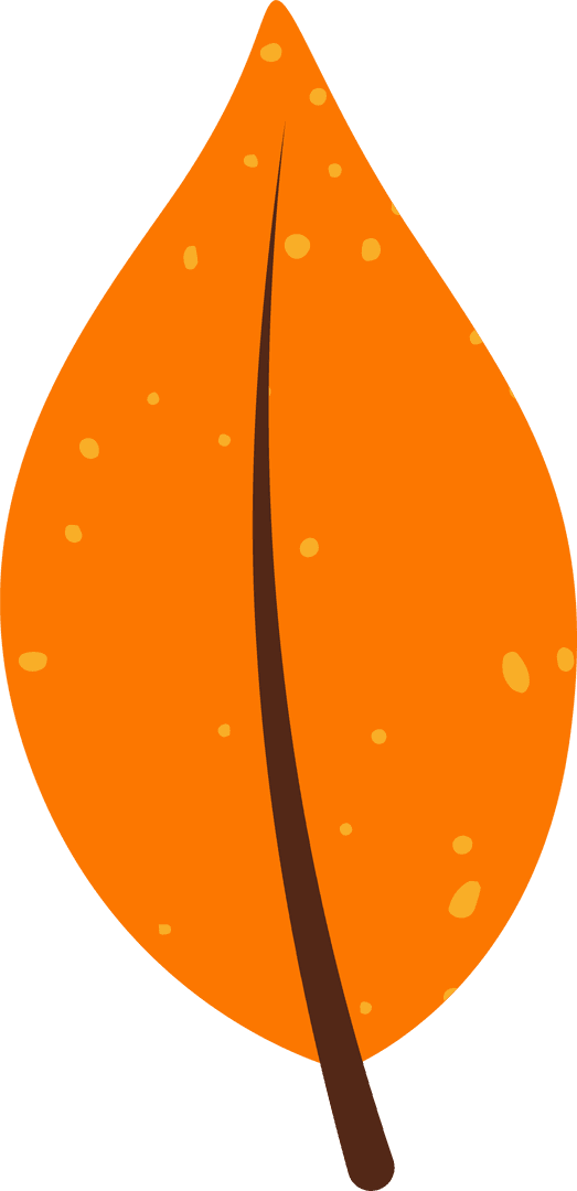 Flat Orange Autumn Leaf on Transparent Background with Yellow Speckles