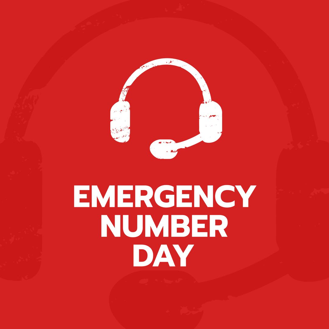 Emergency Number Day Awareness Graphic with Headset Icon