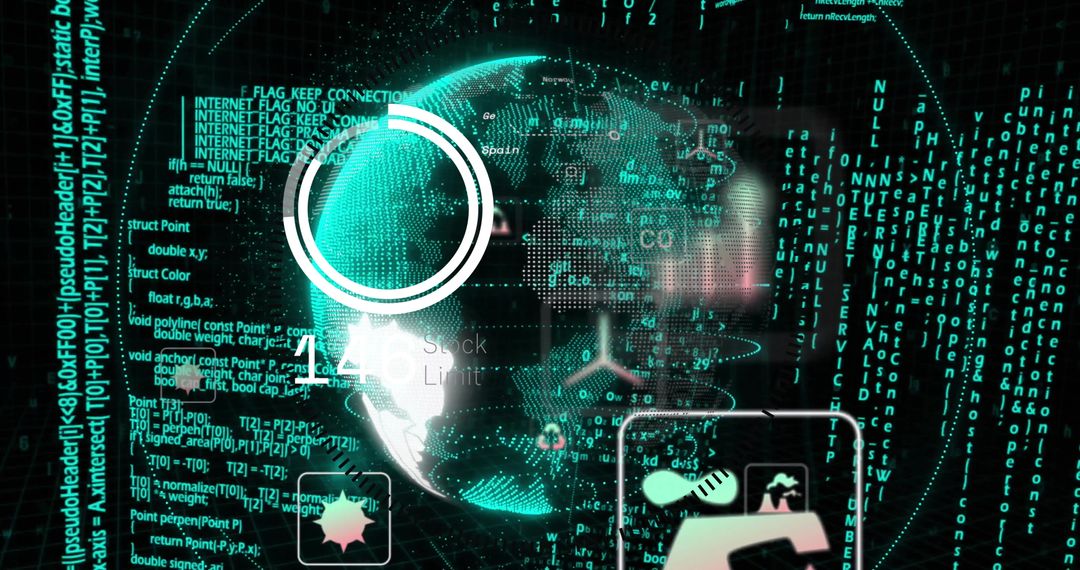 Futuristic Digital Globe with Data and Technology Elements