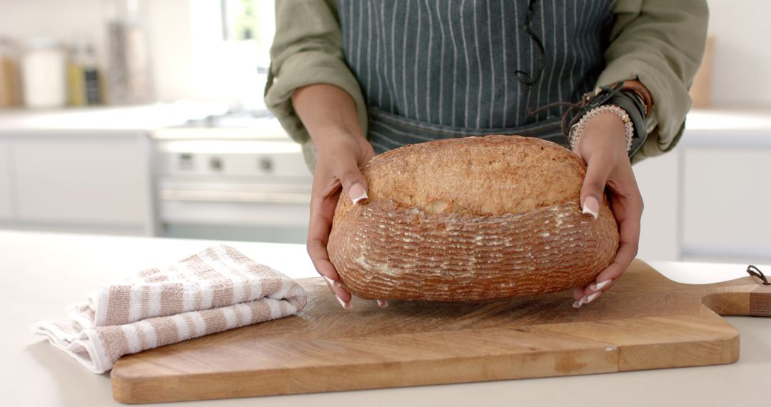 Freshly Baked Artisan Bread in Home Kitchen