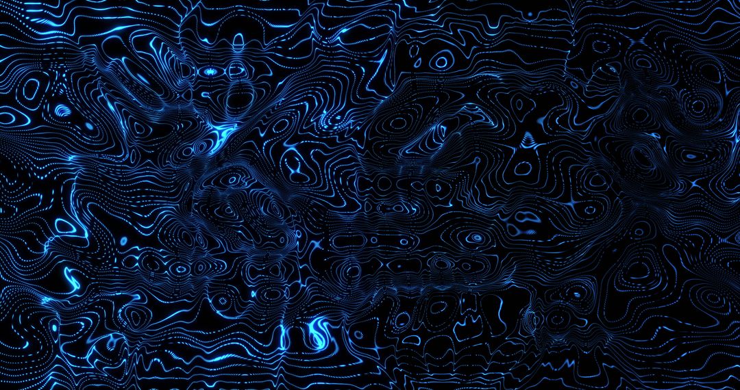 Abstract Digital Blue Wave Patterns on Black Background