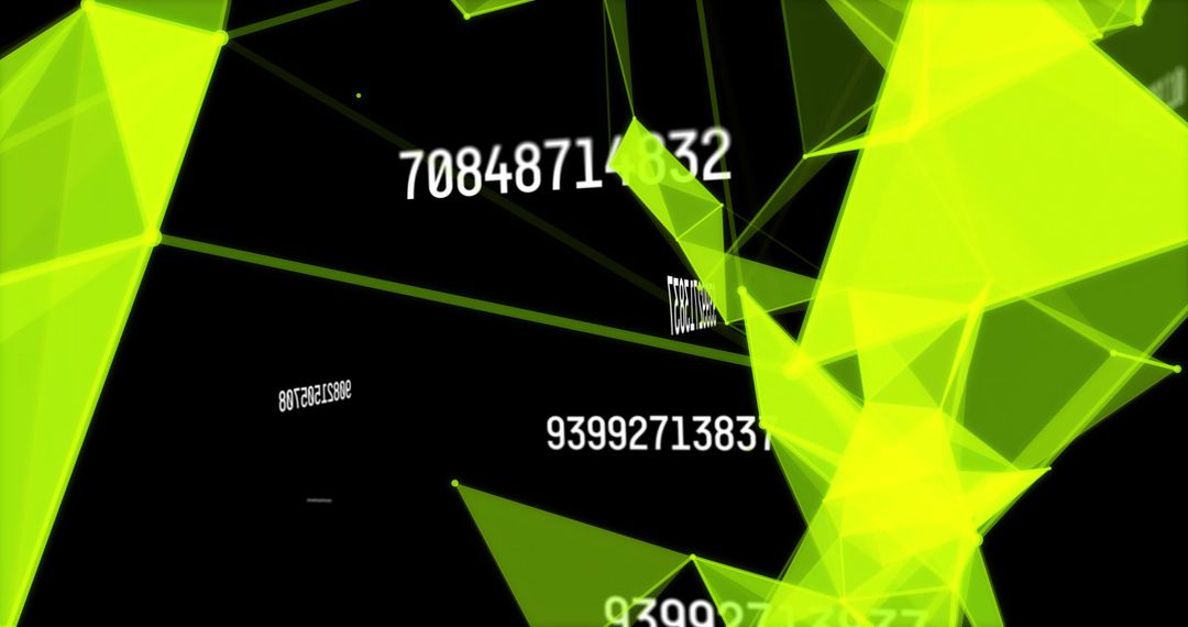 Futuristic Neon Wireframe in Digital Data Space with Numbers