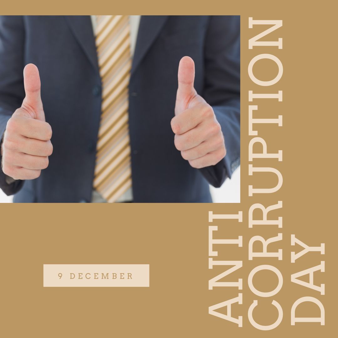 Anti-Corruption Day Honored by Businessman with Thumbs Up Gesture