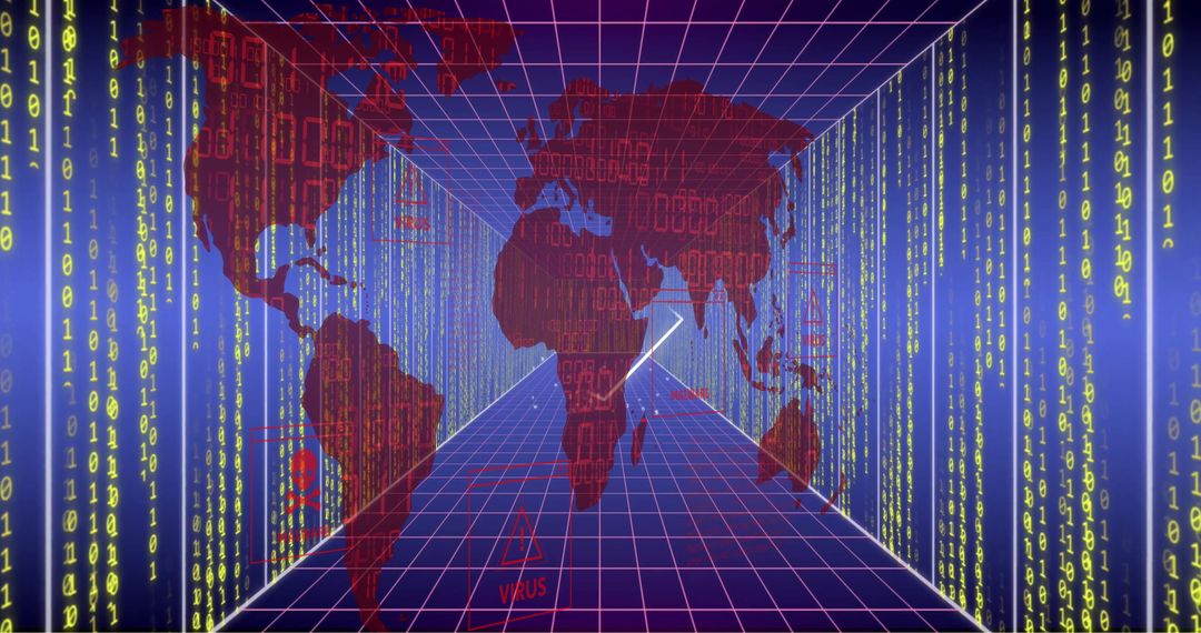 Global Data Network with Digital World Map and Binary Code - Free Images, Stock Photos and Pictures on Pikwizard.com