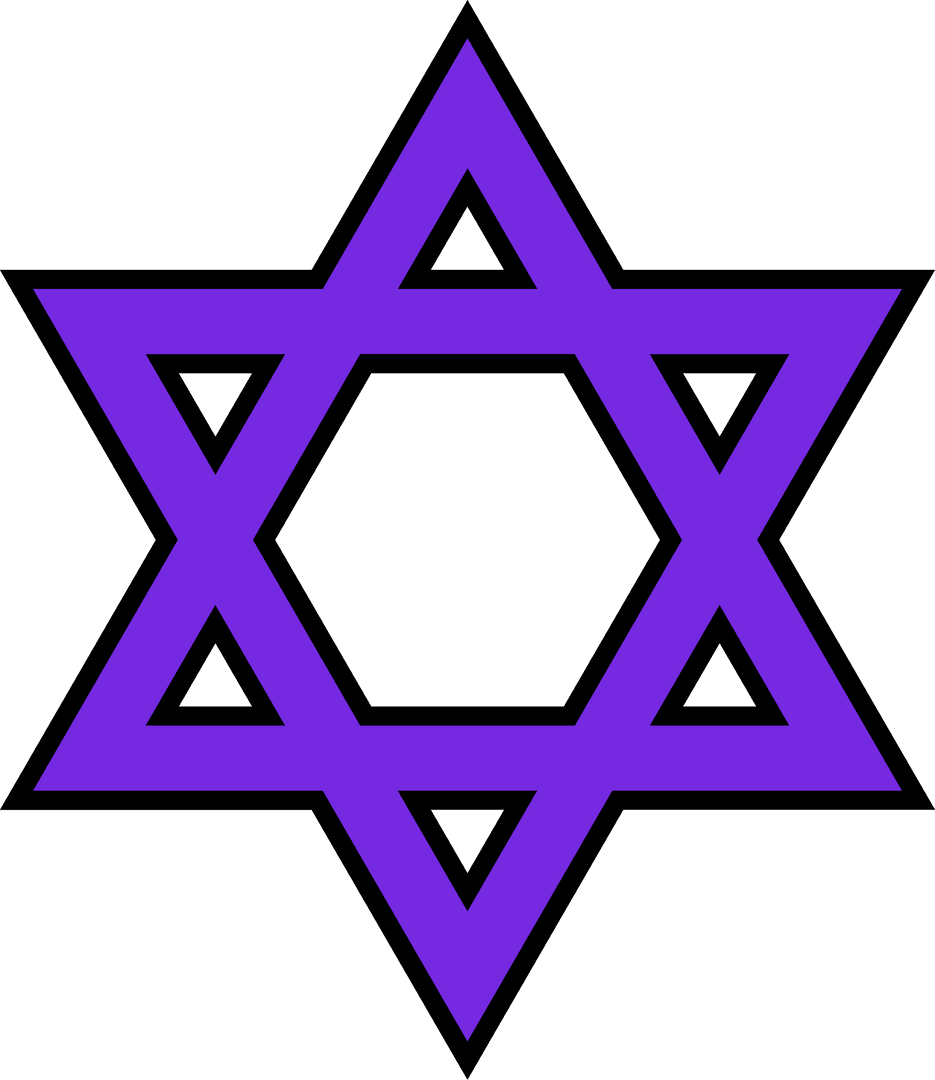 Purple Hexagram on Transparent Background: Minimalist Design Symbol
