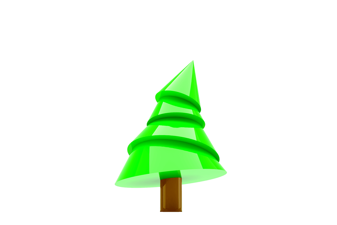 Stylized Green Tree on Transparent Background for Nature Designs